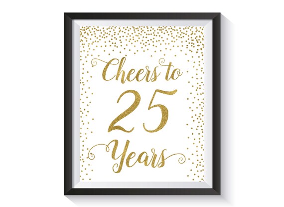 Cheers To 25 Years Gold Confetti Birthday Party Decoration Etsy