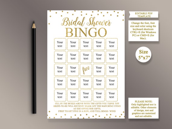 editable bingo bridal shower bingo cards bridal bingo etsy