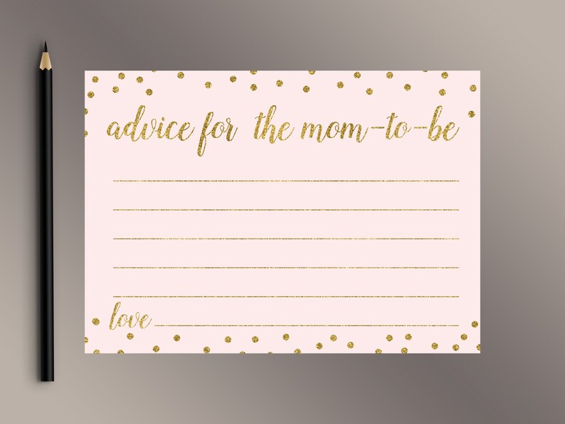 Advice For The Mom To Be Pink Gold Baby Shower Games Gold Etsy