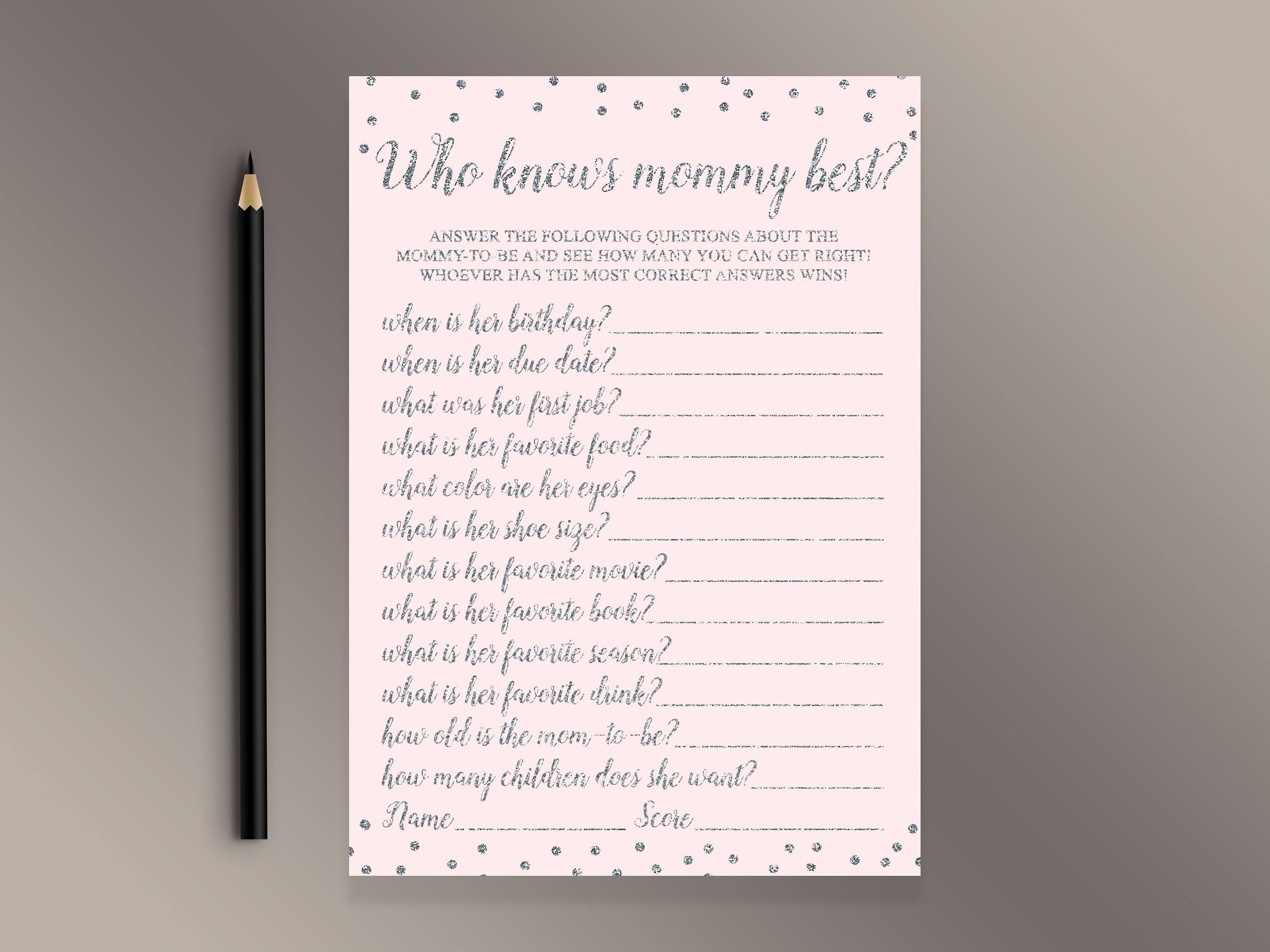 Girl Baby Shower Games How Well Do You Know The Mom To Be Etsy