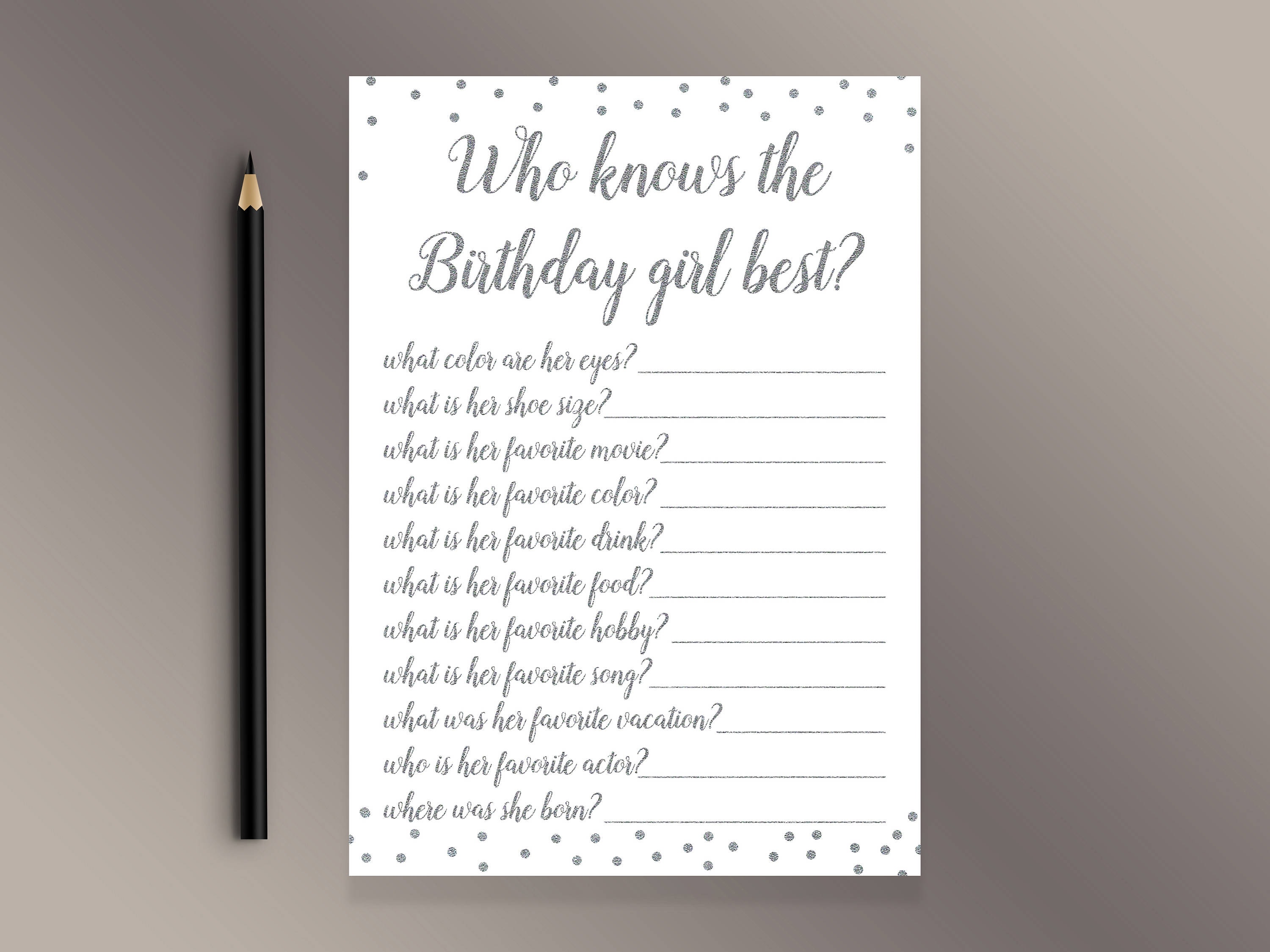 Who Knows The Birthday Girl Best Funny Birthday Party Games Etsy Who knows the birthday girl best funny birthday party games etsy