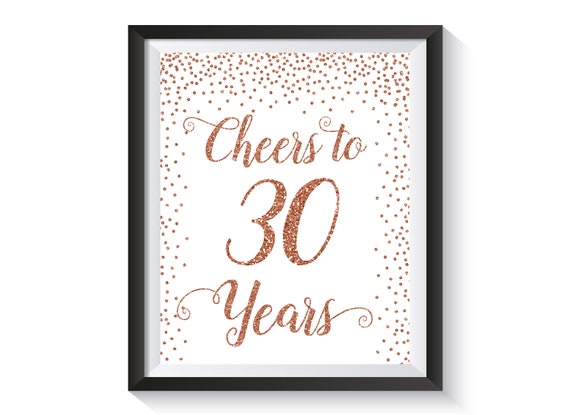 Cheers To 30 Years 30th Birthday Sign 30th Anniversary Sign Etsy