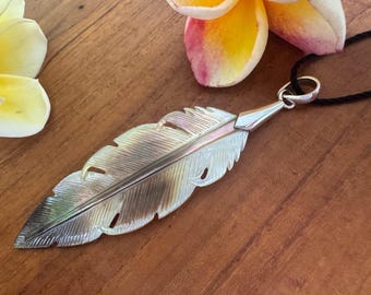 925 Sterling Eagle Angel Wing Ocean Shell pendant, set in Sterling silver, hand-carved in Bali personalised gift