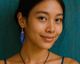 Blue Ocean Spark Earrings & Sterling Silver personalised gift