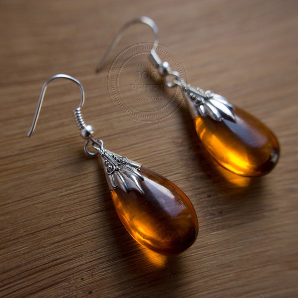 Golden Drop Silver Earrings