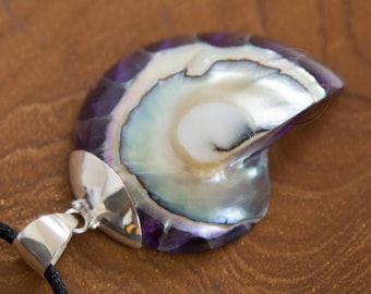 Violet Nautilus Ocean Shell Pendant 925 Sterling silver handmade personalized gift