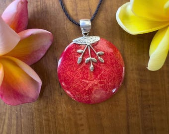 925 Sterling Root Coral pendant , Sterling Silver  Life Energy and Love amulet