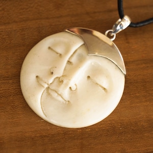 Moon-in-Moon pendant handmade in Bali set in Sterling Silver 30mm