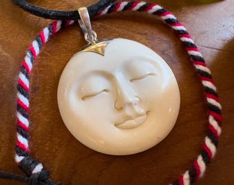 925 Sterling Bali Moon Goddess pendant set hand-carved in Bali and set in Sterling silver with tridhatu bracelet