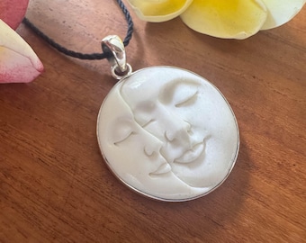 Moon-in-Moon pendant handmade in Bali set in Sterling Silver 30mm