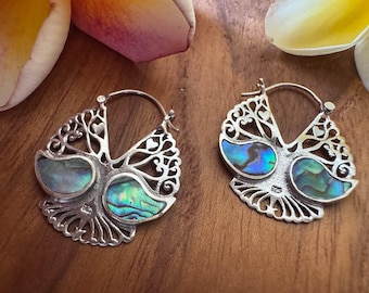 925 Sterling Rainbow Drop Paua Ocean shell earrings 925 sterling silver