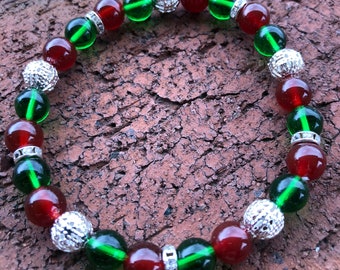Beautiful Green & Red Agate Bracelet