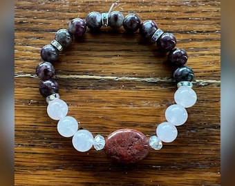 Eudialyte and Rose Quartz Bracelet