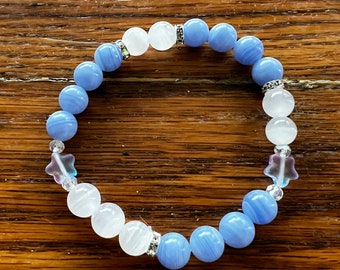 Blue Lace Agate & Pink Calcite Bracelet