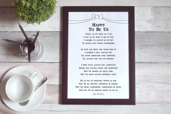 Printable Wedding Ceremony Poem Happy To Be Us By Ms Moem Etsy