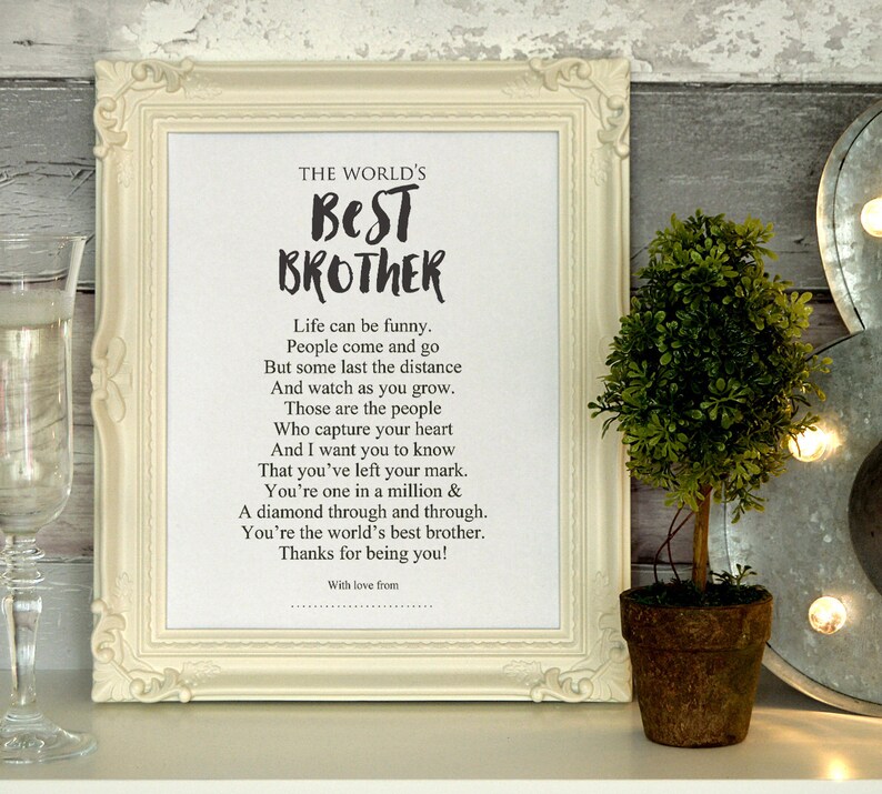 Personalized Best Brother Poem Gift Print Printable Etsy