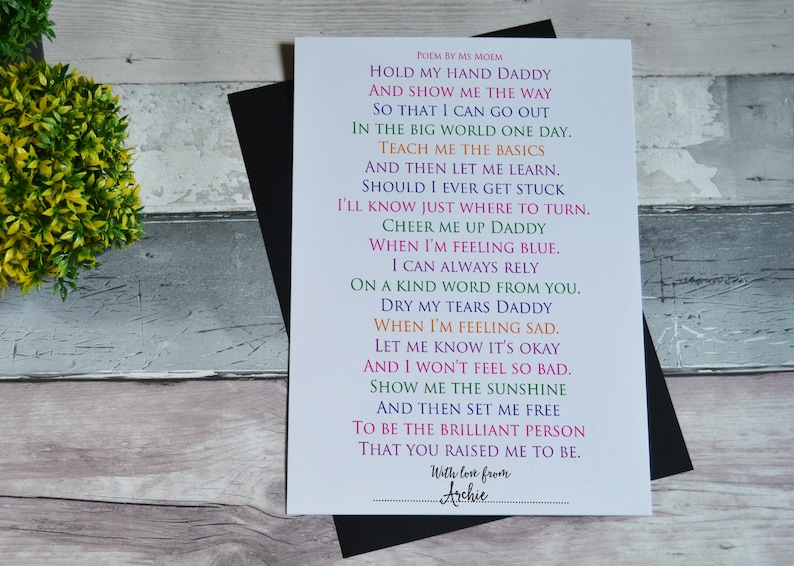 Hold My Hand DADDY 1st Fathers Day Poem Personalized Gift Etsy Canada
