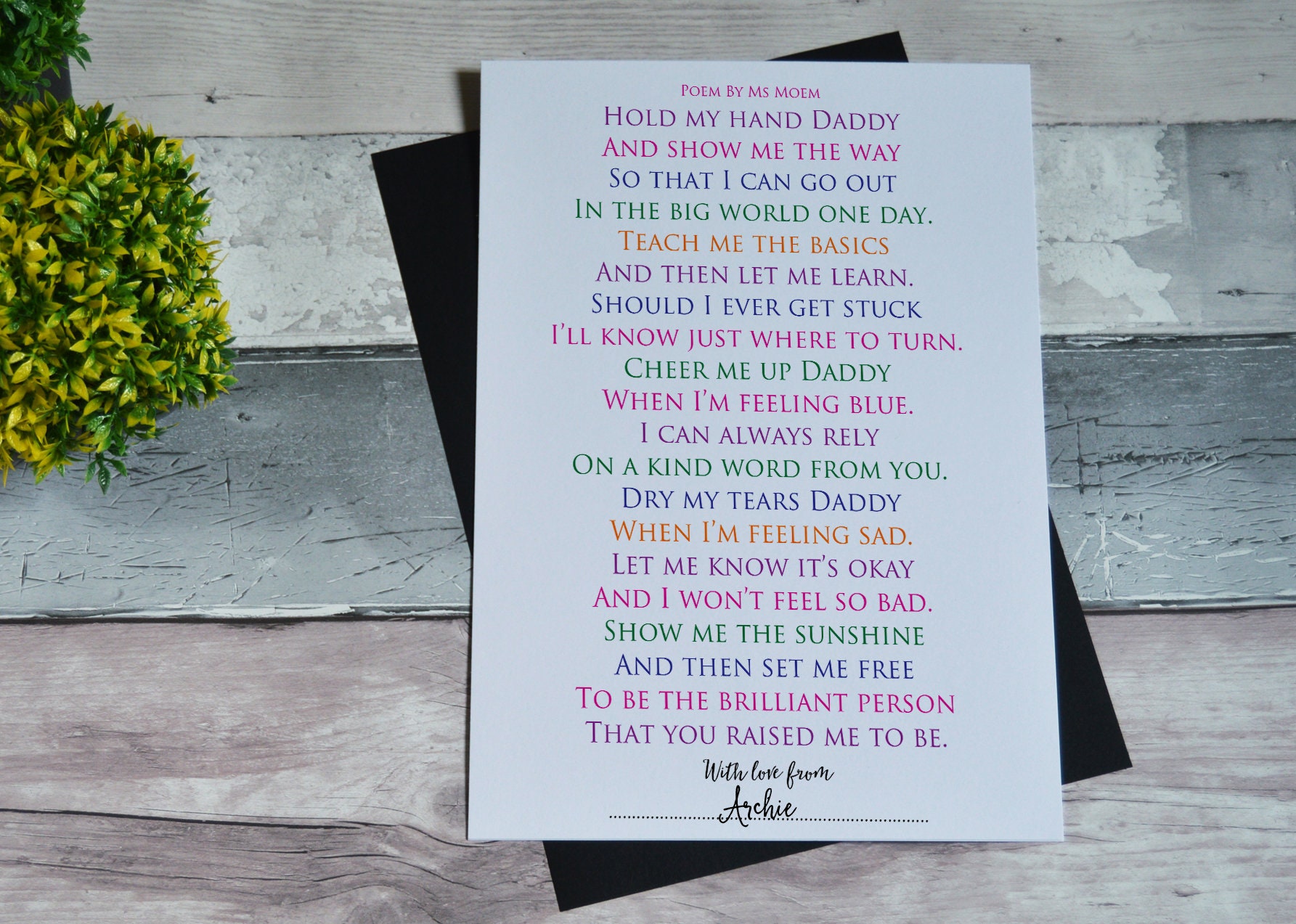 Hold My Hand DADDY 1st Fathers Day Poem Personalized Gift Etsy UK