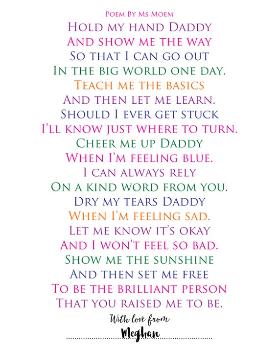 hold my hand daddy 1st fathers day poem personalized gift etsy