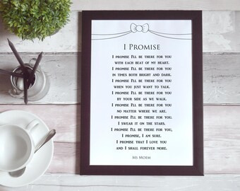 Wedding Promise Poem | Printable Wedding Keepsake | Words To Give To Your Registrar | Lyrics | Love Poetry