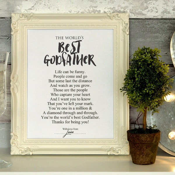 godfather poem gift, print printable, appreciation, love words, family, INSTANT DOWNLOAD, gift for him, world's best godfather