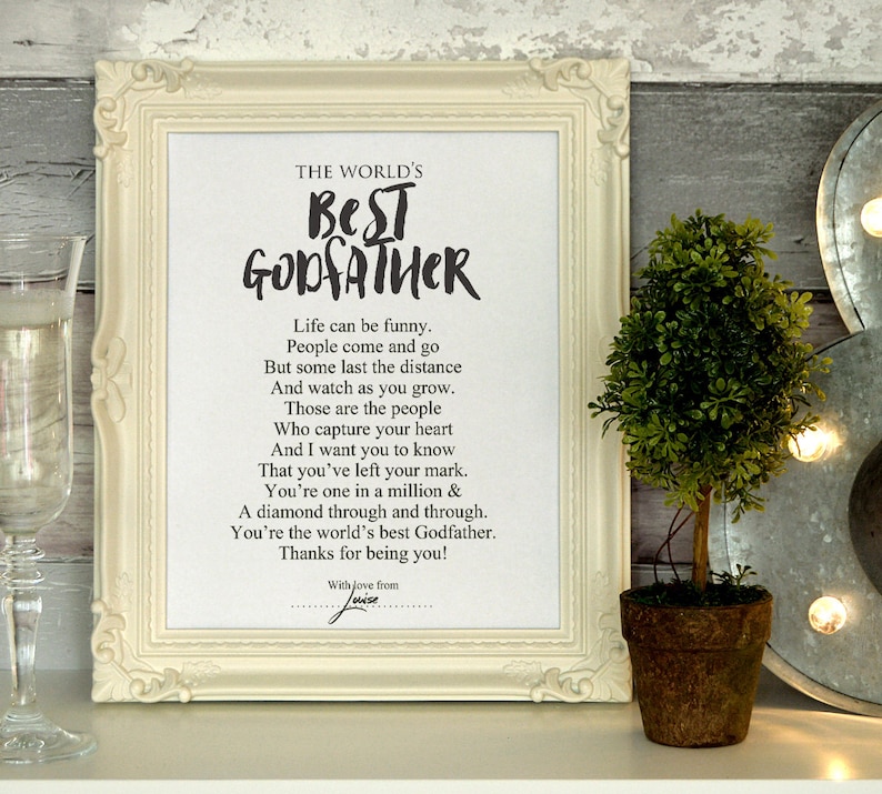 Godfather poem gift print printable appreciation love | Etsy