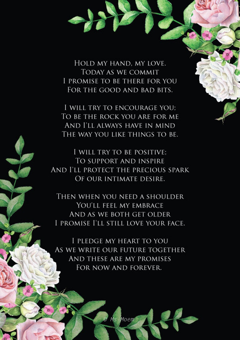 Poema de la boda arte impresión imprimible sostener mi