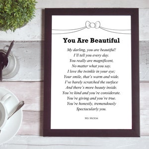 You Are Beautiful by Ms Moem - short wedding reading |  Digital Download | Wedding Vows | Romantic Keepsake | Love Poetry | Ms Moem