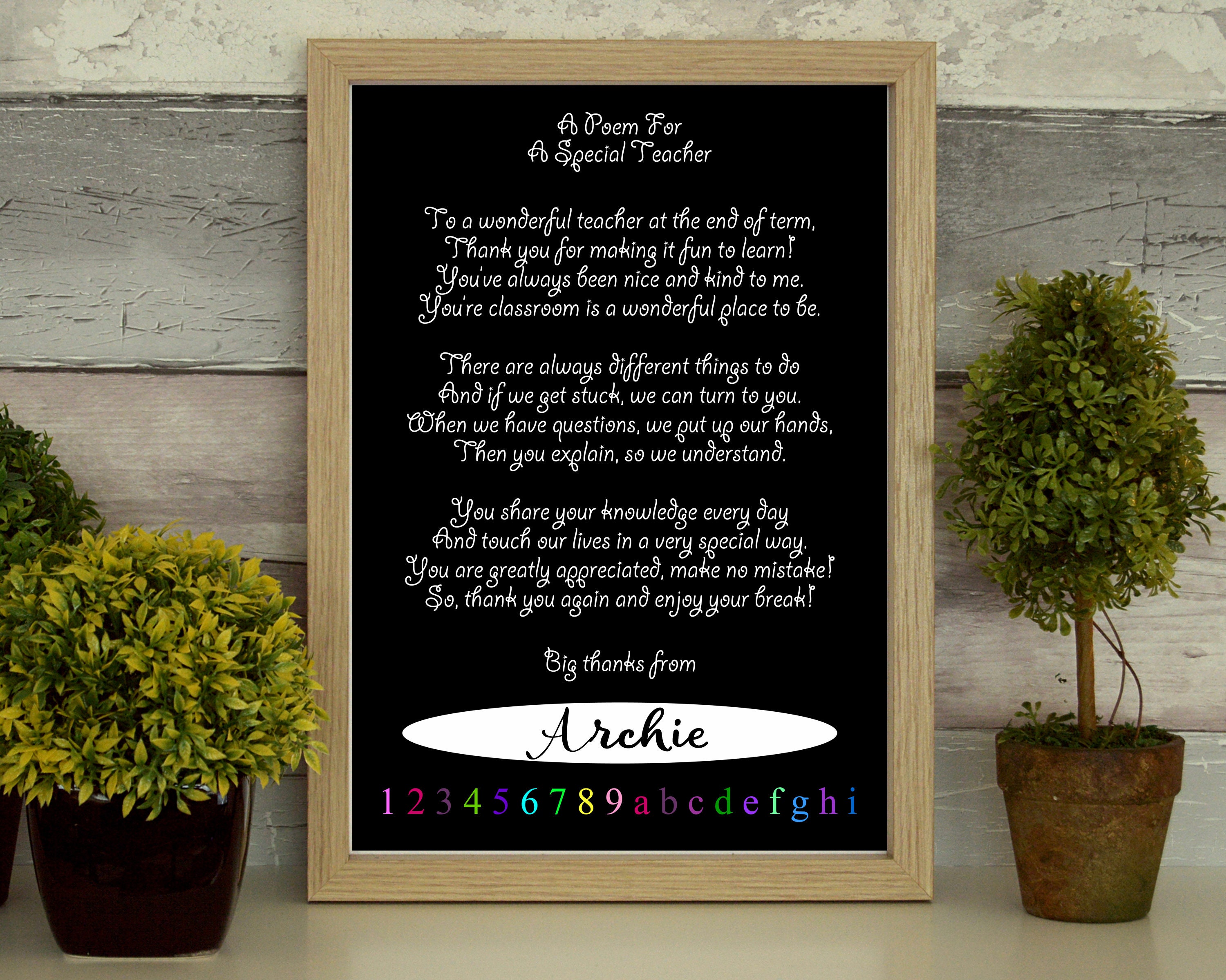 Teacher Appreciation Special Thanks Poem Instant Printable Etsy Sweden