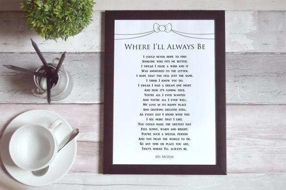 Poem Printable Where I Ll Always Be Digital Download Etsy