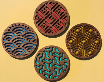 Geometric Wooden Coasters | Mid Century Modern Design
