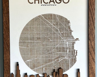 Chicago Skyline & Map Wall Art | Free and Fast Shipping