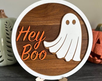 Hey Boo | Halloween Sign | Fast Free Shipping | Halloween Decor