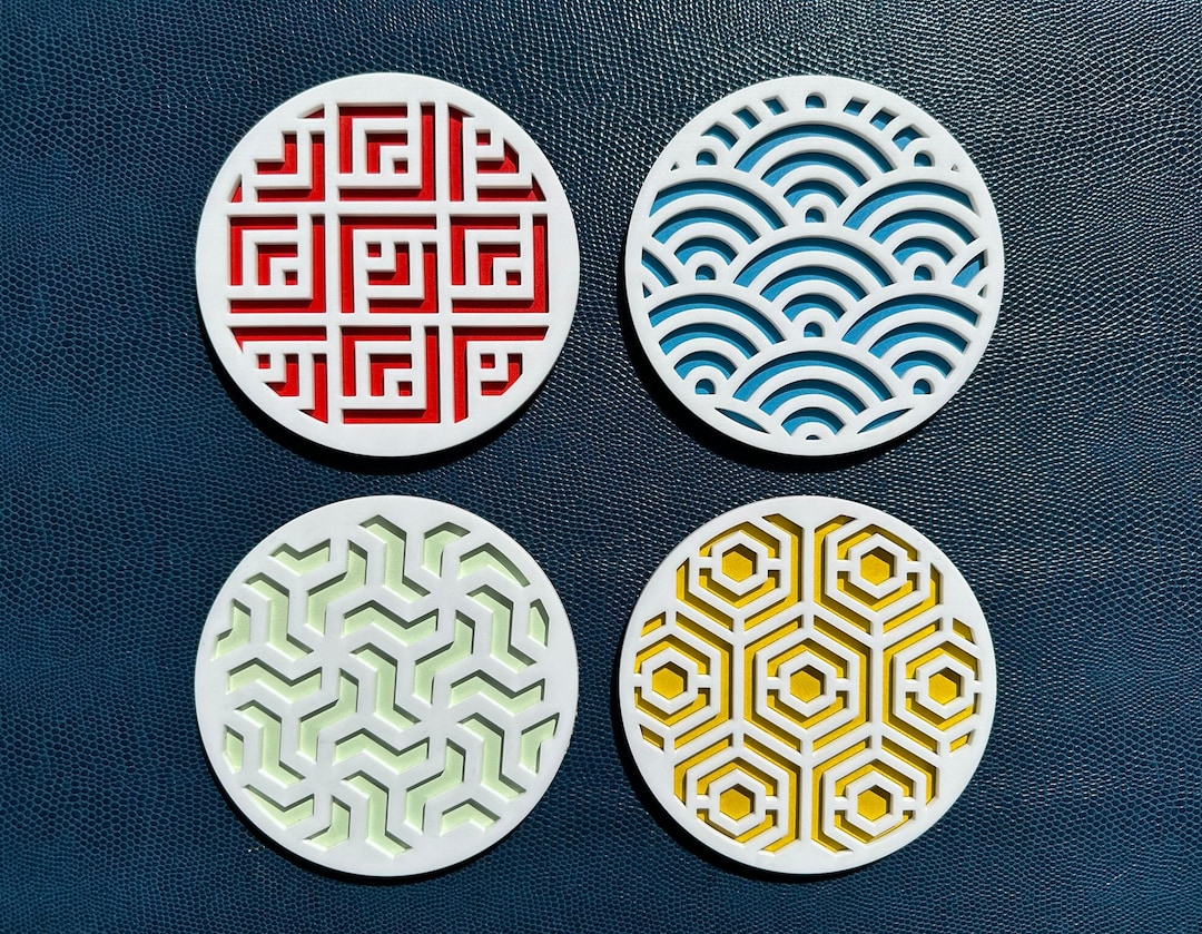 Geometric Pattern Coaster Geometric Coasters | Mid Century Modern Design - Etsy
