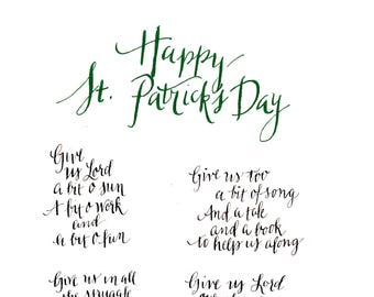 Irish Prayer for St. Patricks Day Art - Hand Lettered Calligraphy - Instant Download (8x10 and 5x7)