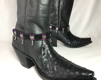 Bracelet de bottes perlées violettes avec bracelets