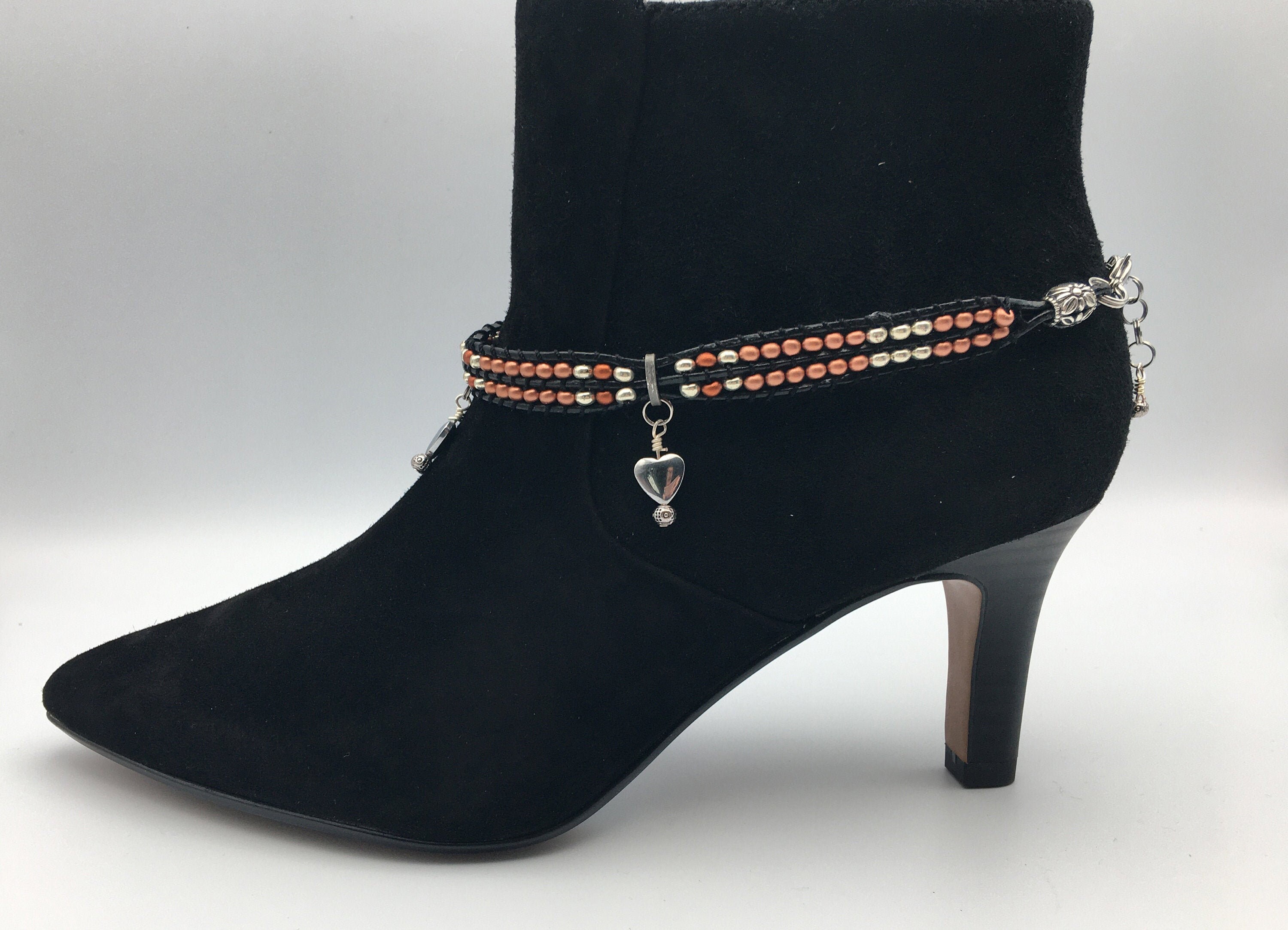 Beaded Boot Bracelet with Hearts | Etsy