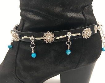 Boot strap with rhinestones and dangles