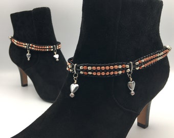 Beaded Boot Bracelet with Hearts