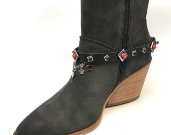 Leather Boot Strap with Stars