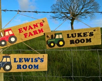 Rustic wooden personalised tractor sign