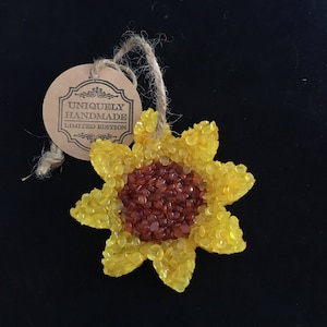 Sunflower Aroma Bead Car Air Fresheners.  So cute!  Hang on your rear view mirror or new air vent clip option.