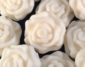 Rose shape soy wax melts. 3.75 oz. beautiful colors in many fragrances. Melts for tea light or electric wax warmer.