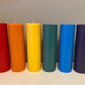 2x6 Soy Blend Pillar Candle. Scented and unscented in several colors.  Add a splash of color to any kitchen,  bathroom and any home decor.