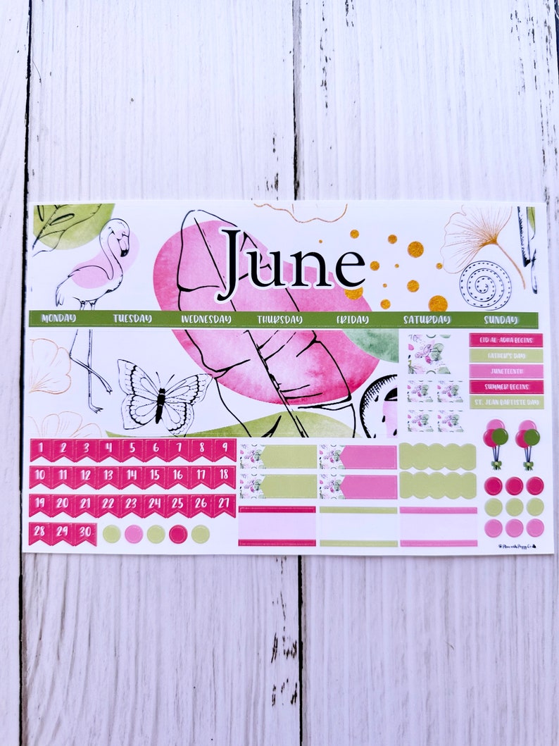 Tropical June 2024 for the Laurel Denise Vertical and Horizontal Planner Month Monday Start