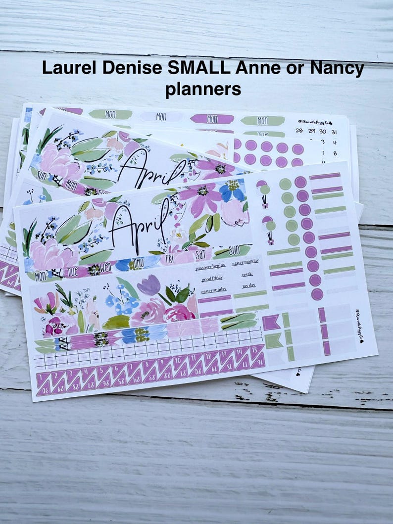 April 2026 for the SMALL Laurel Denise Anne and Nancy Planners - Etsy