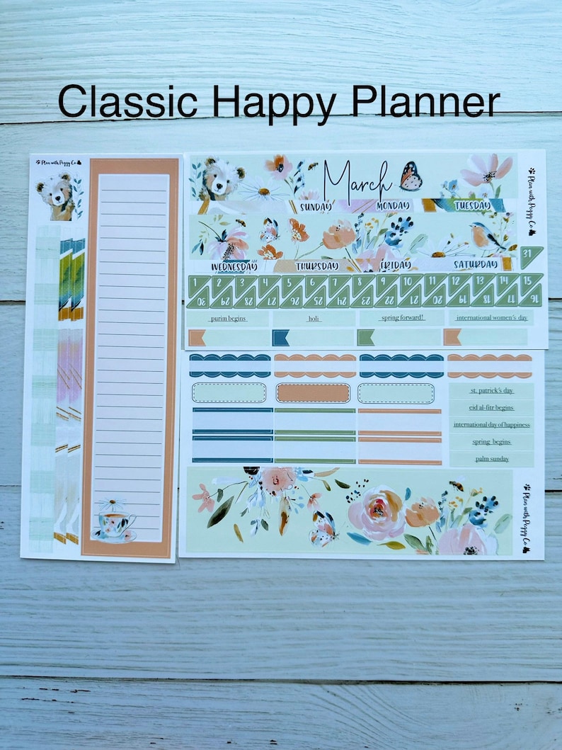 March 2026 Monthly Kit for Erin Condren and Classic Happy Planner - Etsy