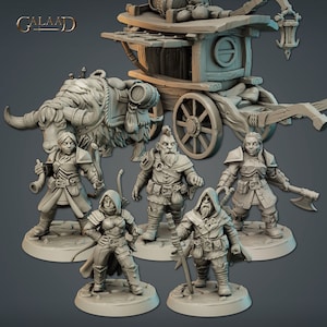 Dwarven Caravan - Dwarf - Dwarves - Traveling Cart and Yak -  Designed by Galaad - 3D Printed Miniature - Tabletop - Gaming