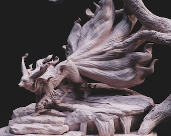 Kitsune Diorama - Nine Tail - Fox  - 3D Printed Miniature Designed by Imp3dsion - Tabletop - Gaming - Painting