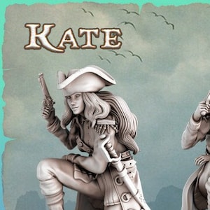 Kate - Pirate Girl - Designed by RKS3D -  3D Printed Miniature - For  - Gaming